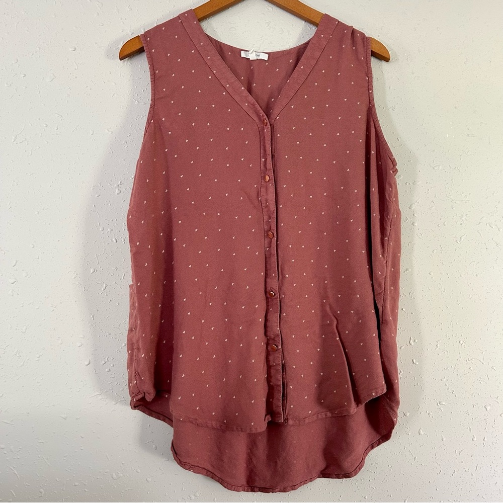 Maurices Pink Polka Dot Heart Tank Top Blouse XL